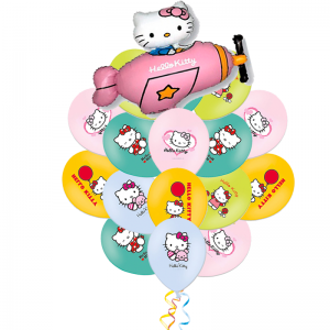 Букет «Летающий Hello Kitty» из 21шаров