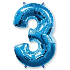 Шар Цифра "3" Голубая (110 см)