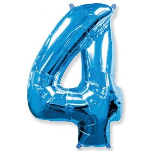 Шар Цифра "4" Голубая (100 см)