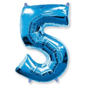 Шар Цифра "5" Голубая (110 см)