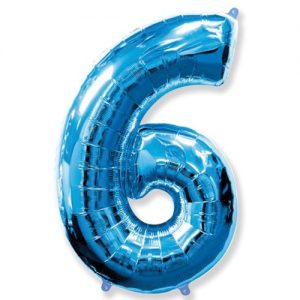 Шар Цифра "6" Голубая (115 см)