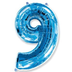 Шар Цифра "9" Голубая (115 см)