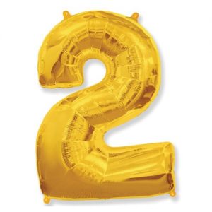 Шар Цифра "2" Золотая (110 см)