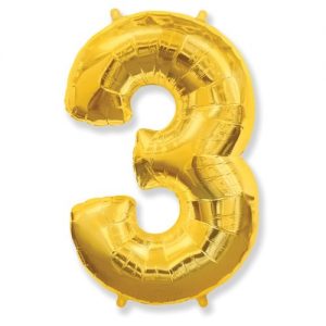 Шар Цифра "3" Золотая (110 см)