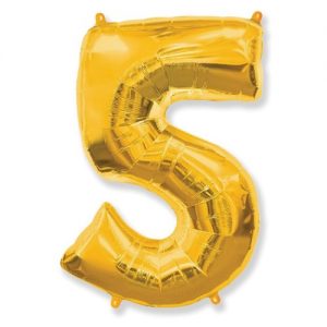 Шар Цифра "5" Золото (110 см)