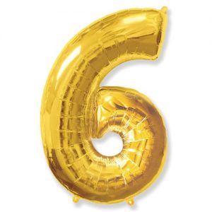 Шар Цифра "6" Золотая (115 см)