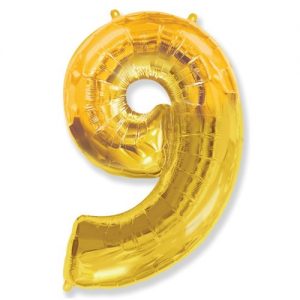 Шар Цифра "9" Золотая (115 см)