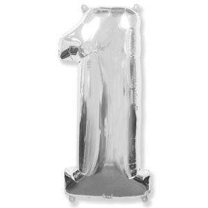 Шар Цифра "1" Серебряная (100 см)