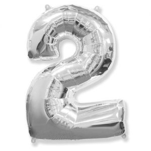 Шар Цифра "2"Серебряная (110 см)