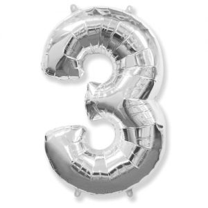 Шар Цифра "3" Серебряная (110 см)