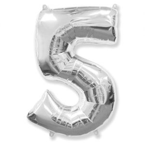 Шар Цифра "5" Серебряная (110 см)