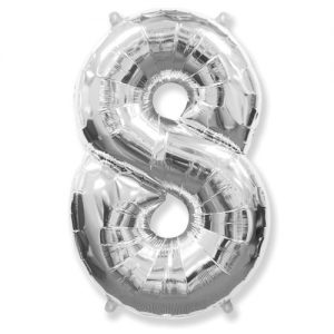 Шар Цифра "8" Серебряная (113 см)