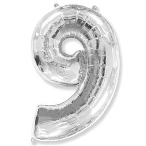 Шар Цифра "9" Серебряная (115 см)