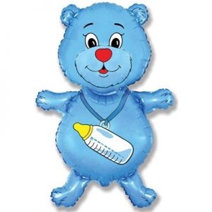 Шар Фигура, Медвежонок-мальчик, Синий.Шар (37/94 см) Фигура, Медвежонок-мальчик, Синий.