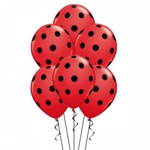 Шары красные в черный горошек