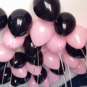 Шарики под потолок черные и светло розовые 40шт.