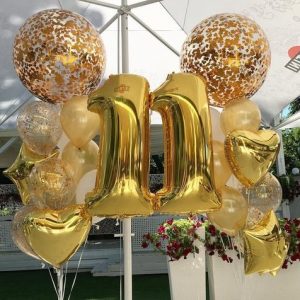 Готовая Композиция из воздушных шаров «Золотая дата»