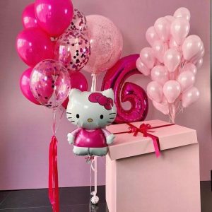 Воздушные шары на день рождения «Красавица Hello Kitty»33шт