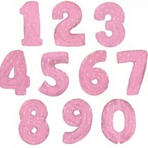 Шары Розовые Цифры из фольги