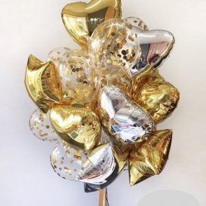 Букет «Золотой дождь» из 15 шаров