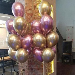 Фонтан шаров Хром розовое золото И золото 11шт