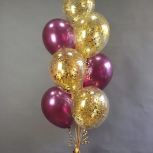Букет бордо и золото хром,7шт
