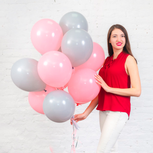 Набор 6 серых + 5 нежно-розовых шаров