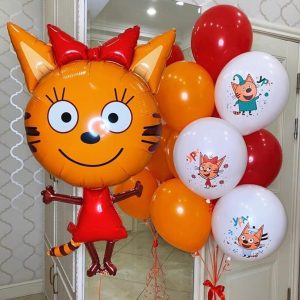 ВОЗДУШНЫЕ ШАРЫ ТРИ КОТА КАРАМЕЛЬКА.10шт